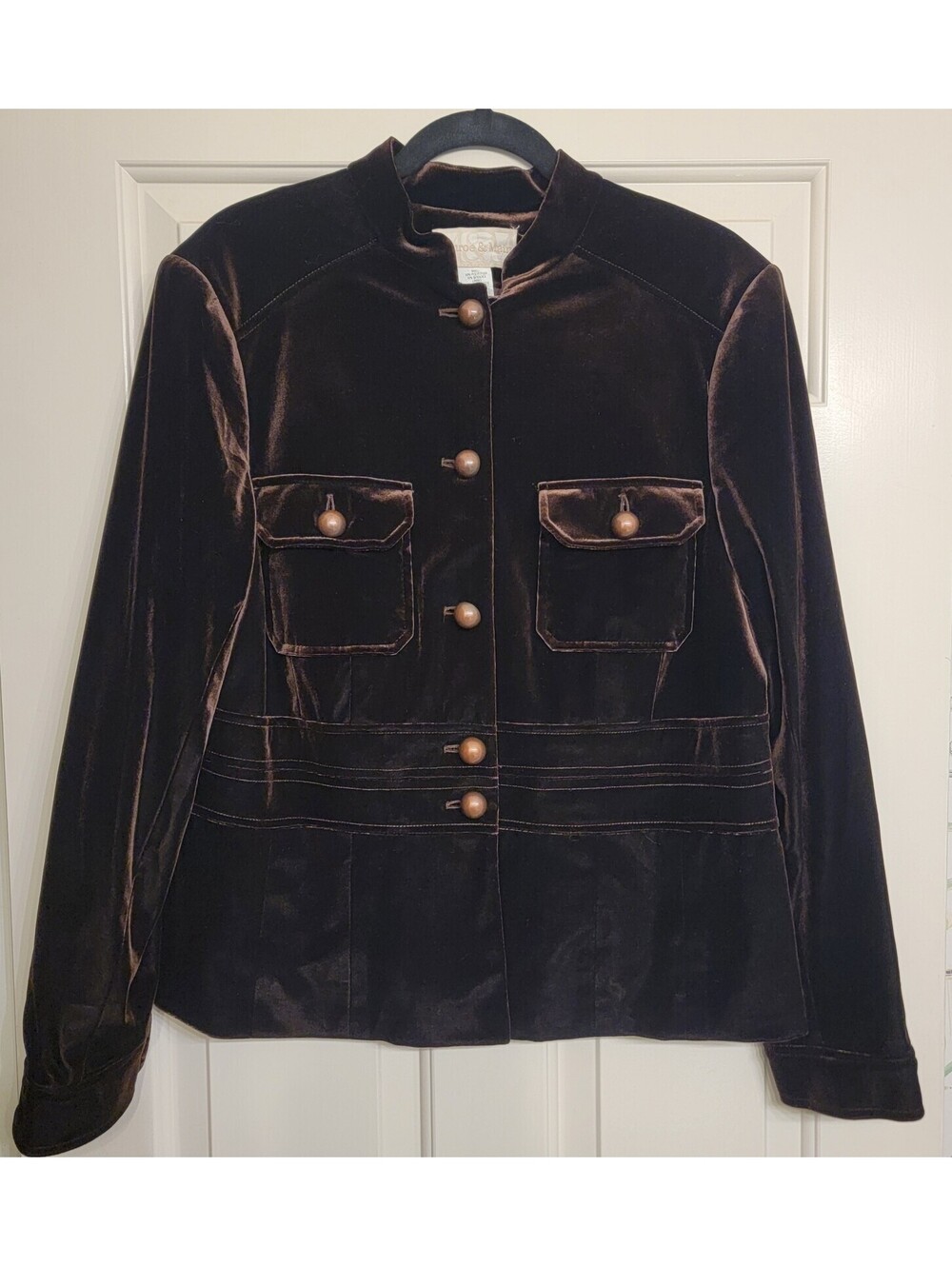 Vintage Y2K Velvet Cropped Jacket Steampunk Woman 16W Brown Chocolate Academia